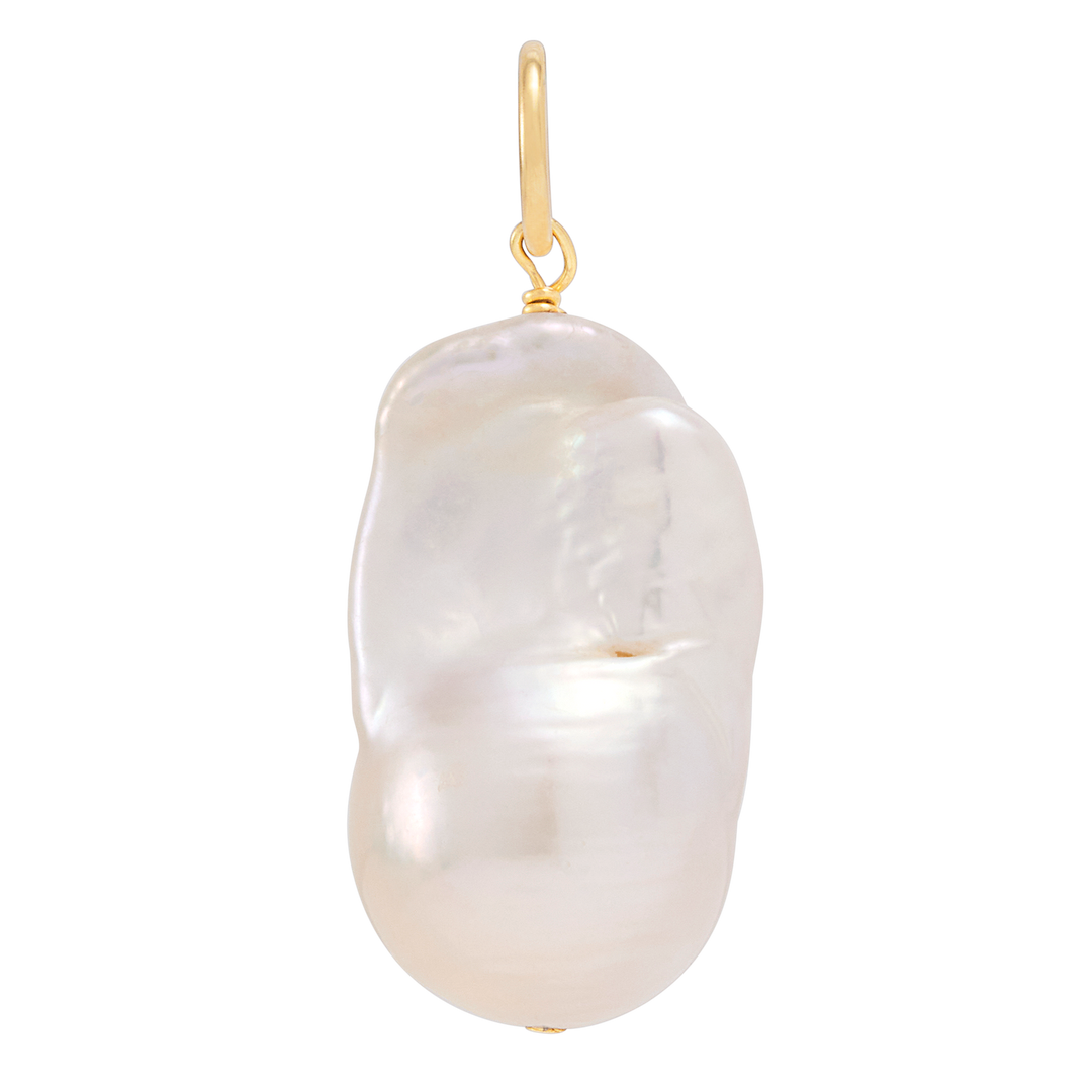 Pearl pendant with gold hook on a white background