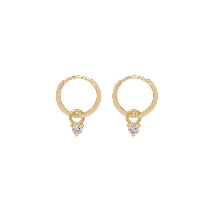 Birthstone Mini Hoop Earrings - Gold