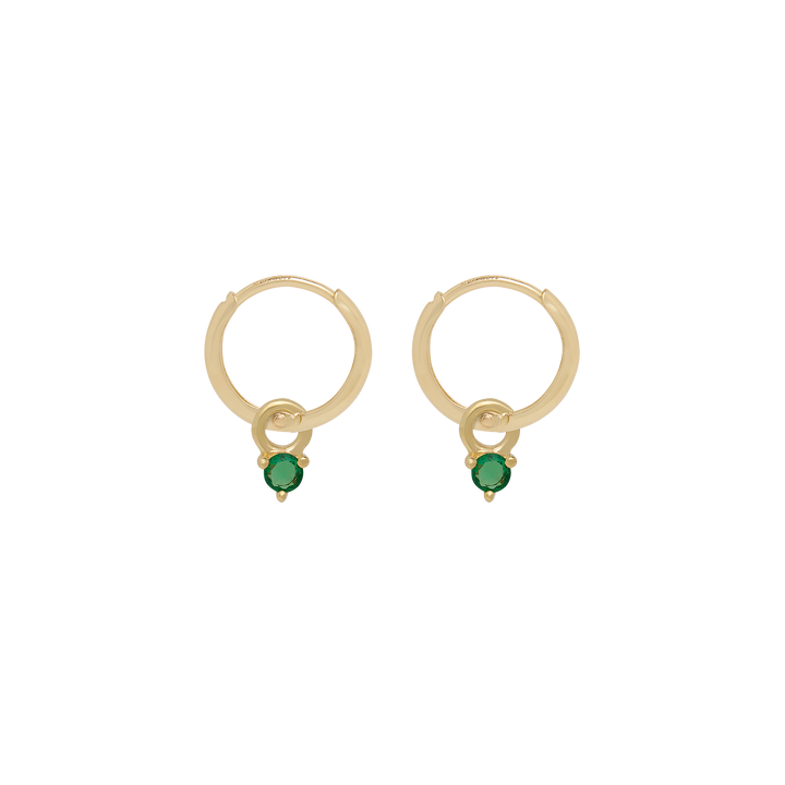 Birthstone Mini Hoop Earrings - Gold