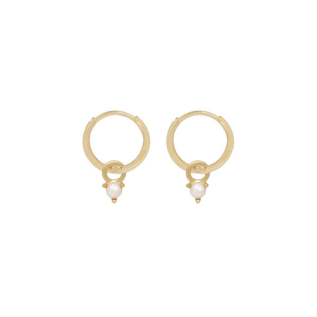 Birthstone Mini Hoop Earrings - Gold