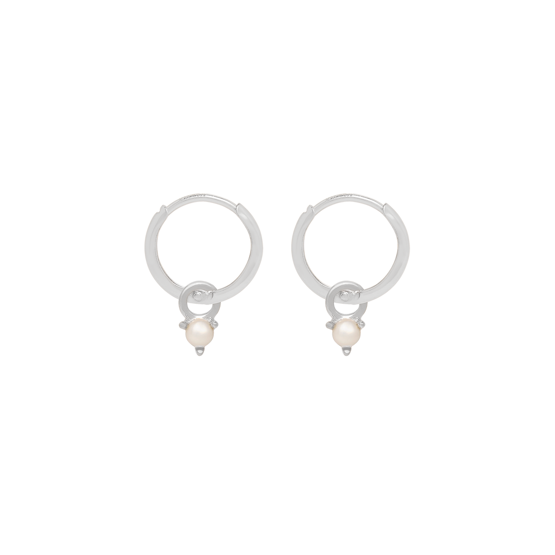 Birthstone Mini Hoop Earrings - Silver
