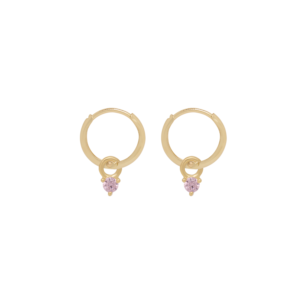 Birthstone Mini Hoop Earrings - Gold