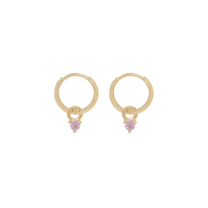 Birthstone Mini Hoop Earrings - Gold