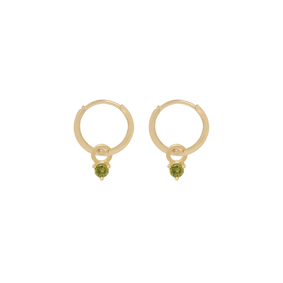 Birthstone Mini Hoop Earrings - Gold