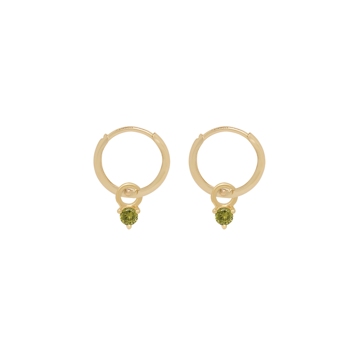 Birthstone Mini Hoop Earrings - Gold