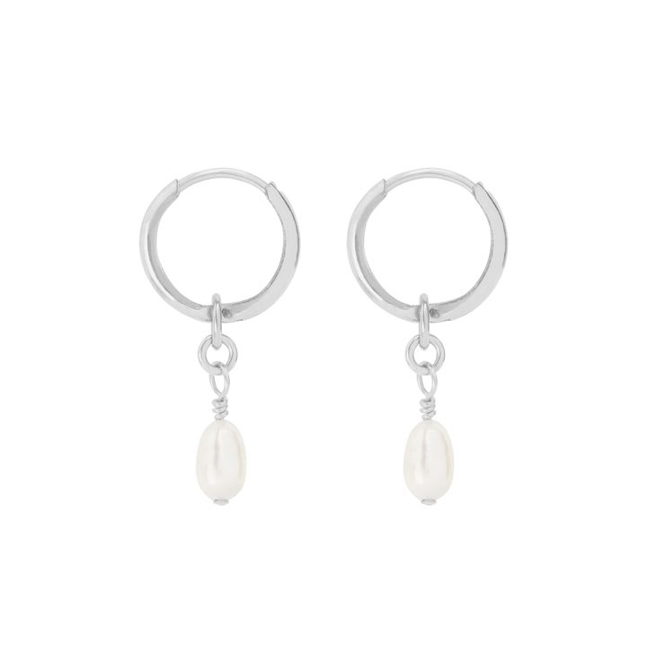 Lulita Pearl Mini Hoops - Silver