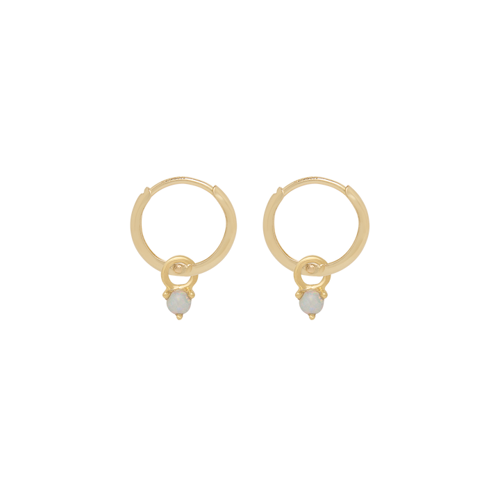Birthstone Mini Hoop Earrings - Gold