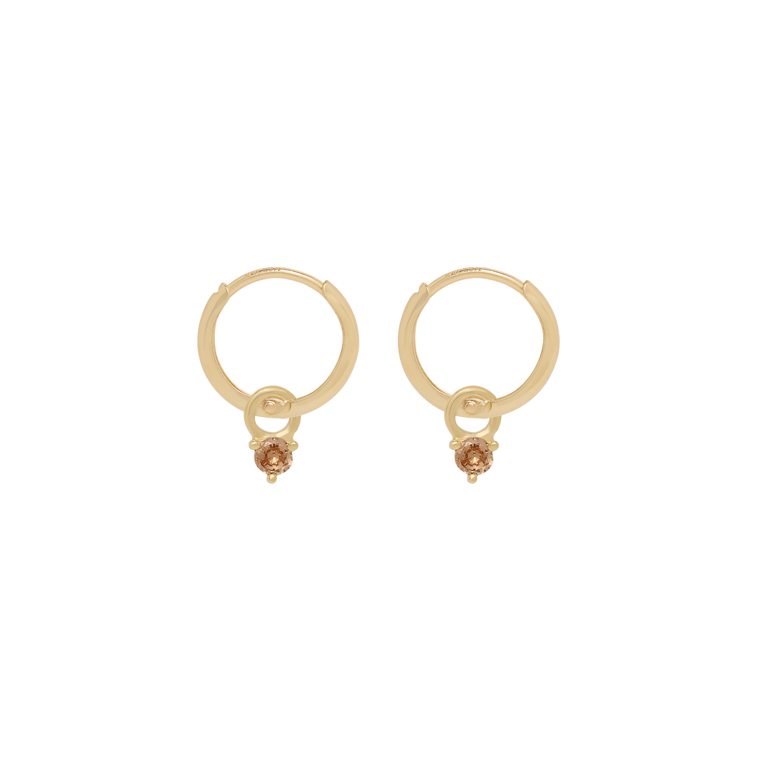 Birthstone Mini Hoop Earrings - Gold