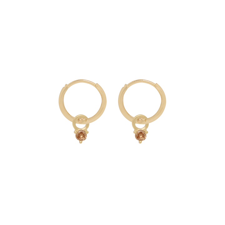 Birthstone Mini Hoop Earrings - Gold