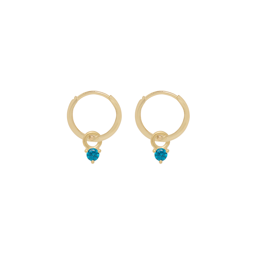 Birthstone Mini Hoop Earrings - Gold