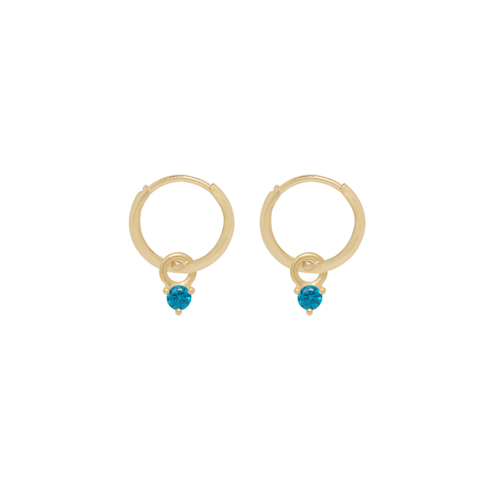 Birthstone Mini Hoop Earrings - Gold