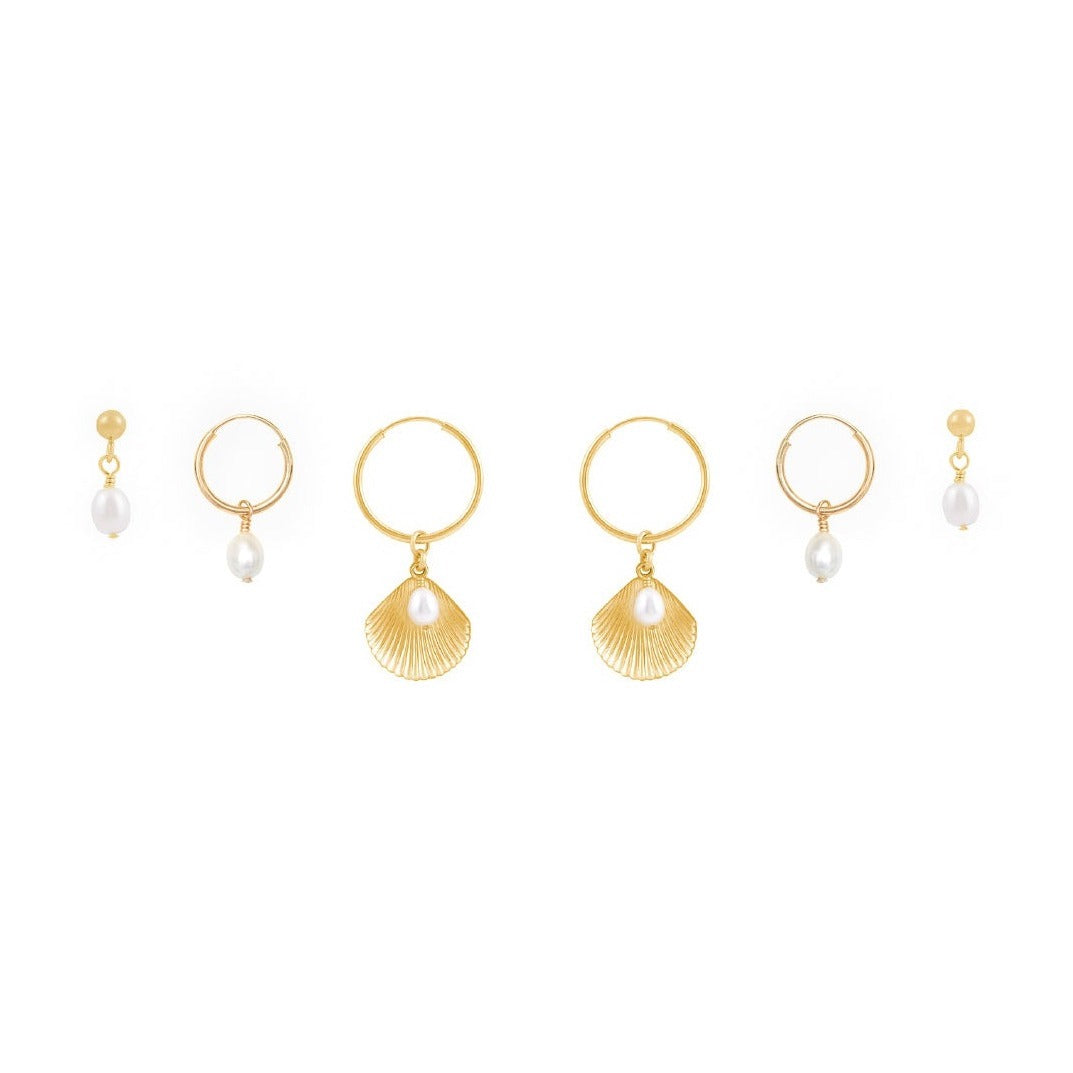 Ula Shell Earring Set - Gold