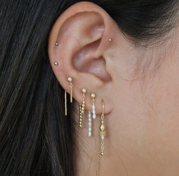 Aimee Freshwater Pearl Earrings - Solid Gold