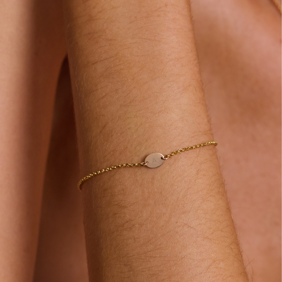 Engravable Disc Bracelet - Gold