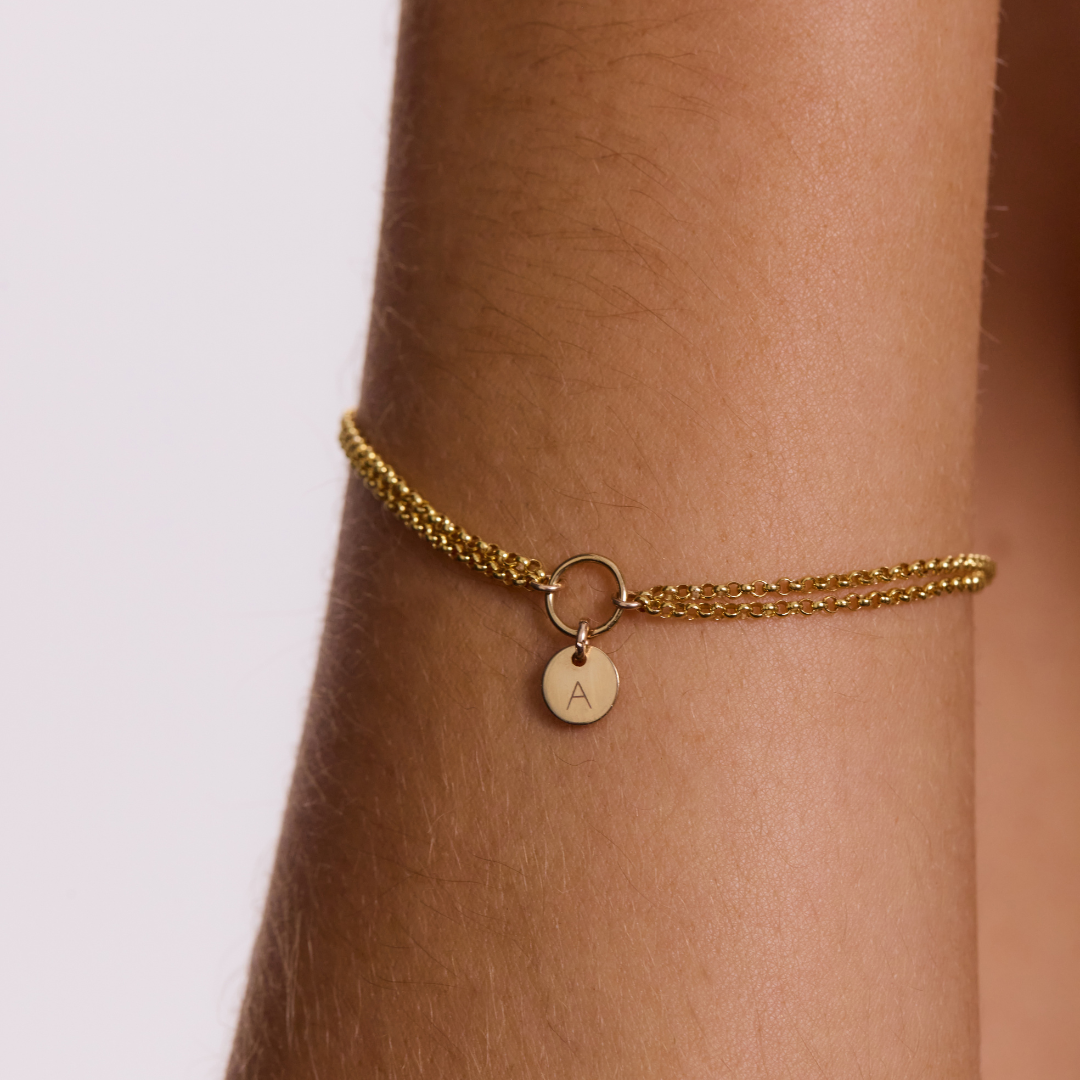 Engravable Double Chain Bracelet - Gold