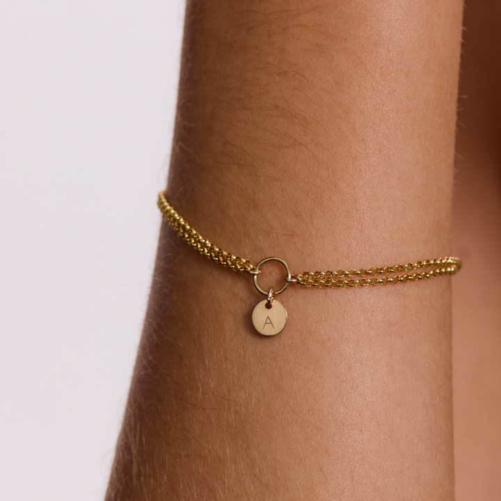 Engravable Double Chain Bracelet - Gold