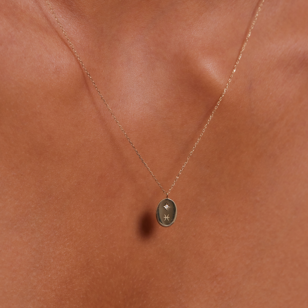 Engravable Diamond Necklace - Solid Gold