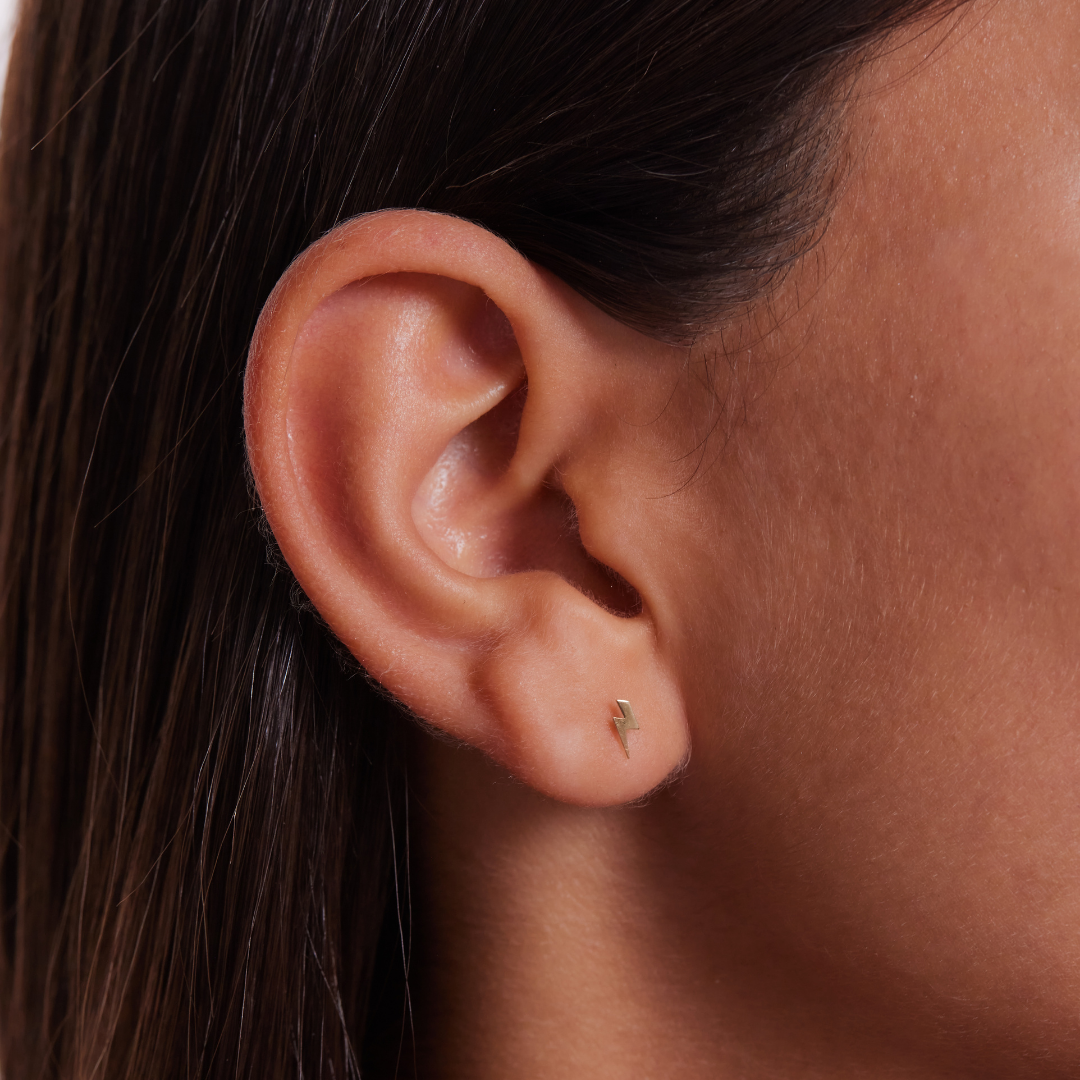 Lightning Bolt Cartilage Earring  - Solid Gold