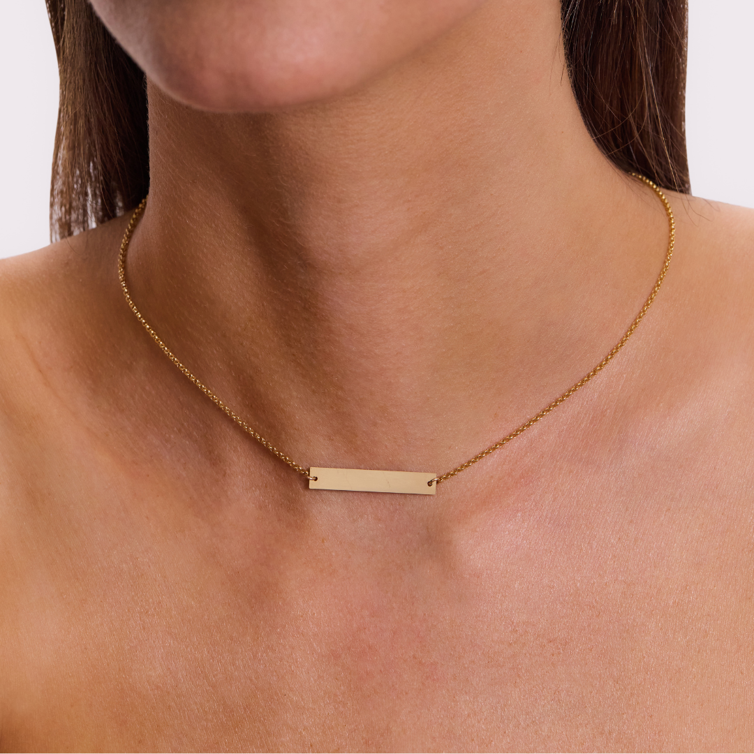 Engravable Bar Necklace - Gold