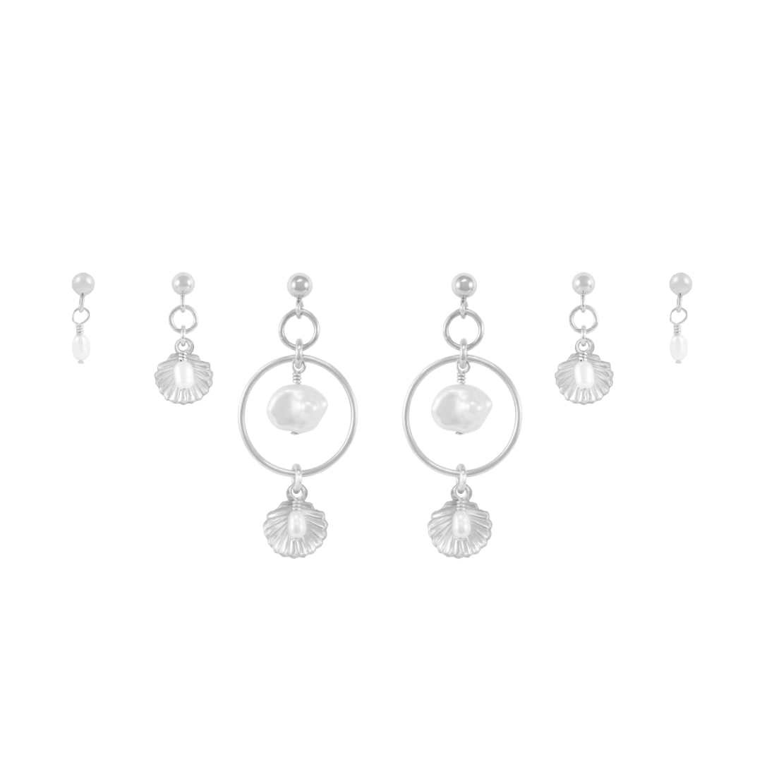 Ocean Earring Set - Silver