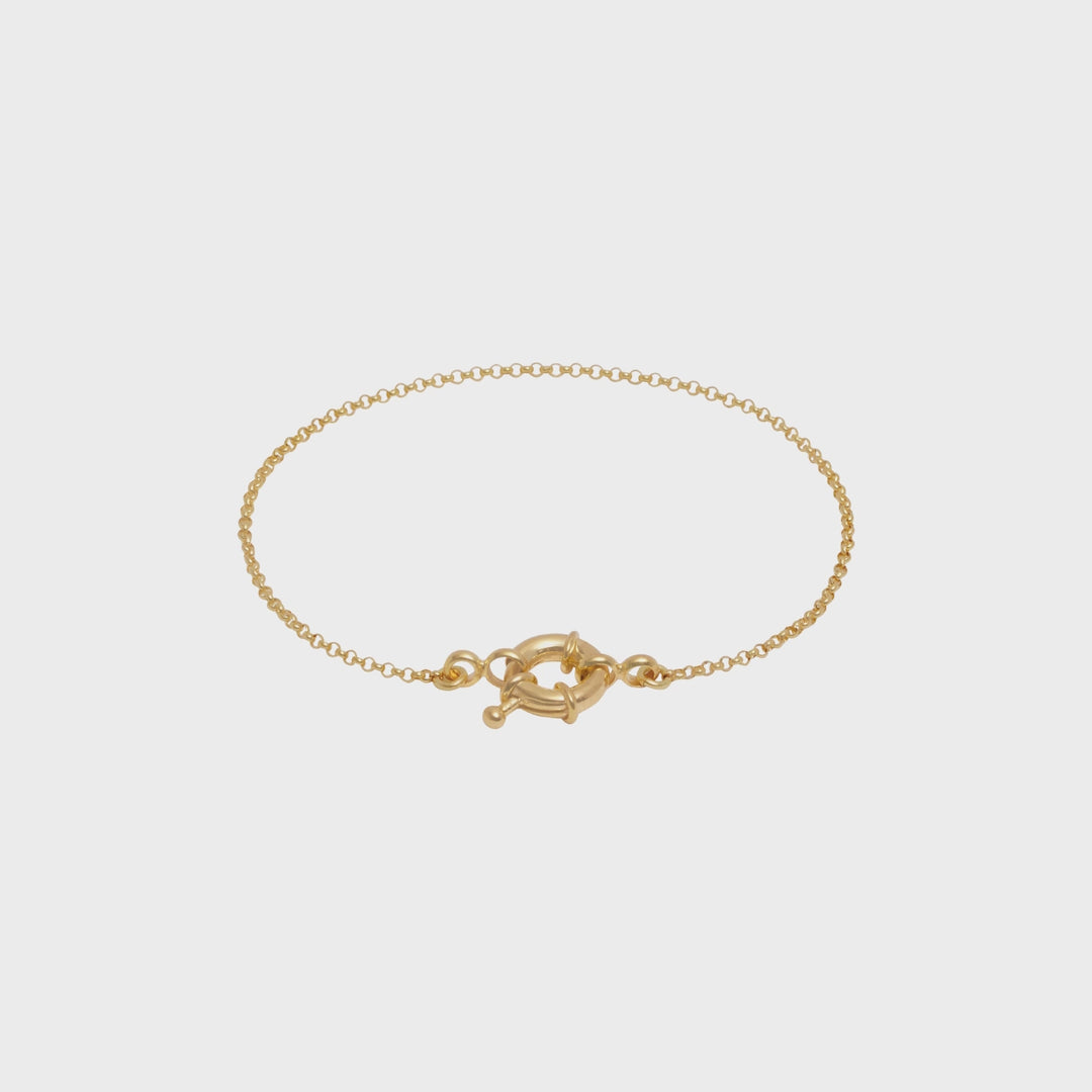 Fine Rolo Charm Bracelet with Sailor Clasp - Gold
