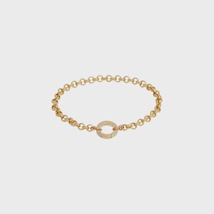 Belcher Charm Bracelet with Round Push Clasp - Gold