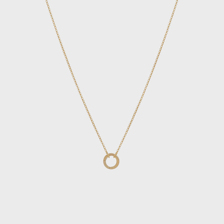 Fine Rolo Charm Necklace with Round Clasp - Gold