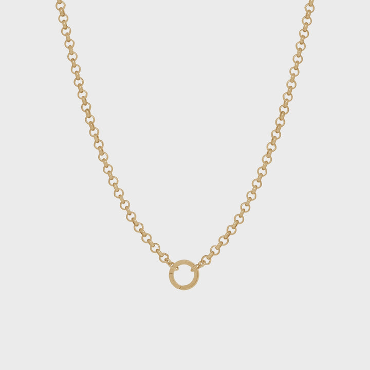 Belcher Charm Necklace with Round Clasp - Gold