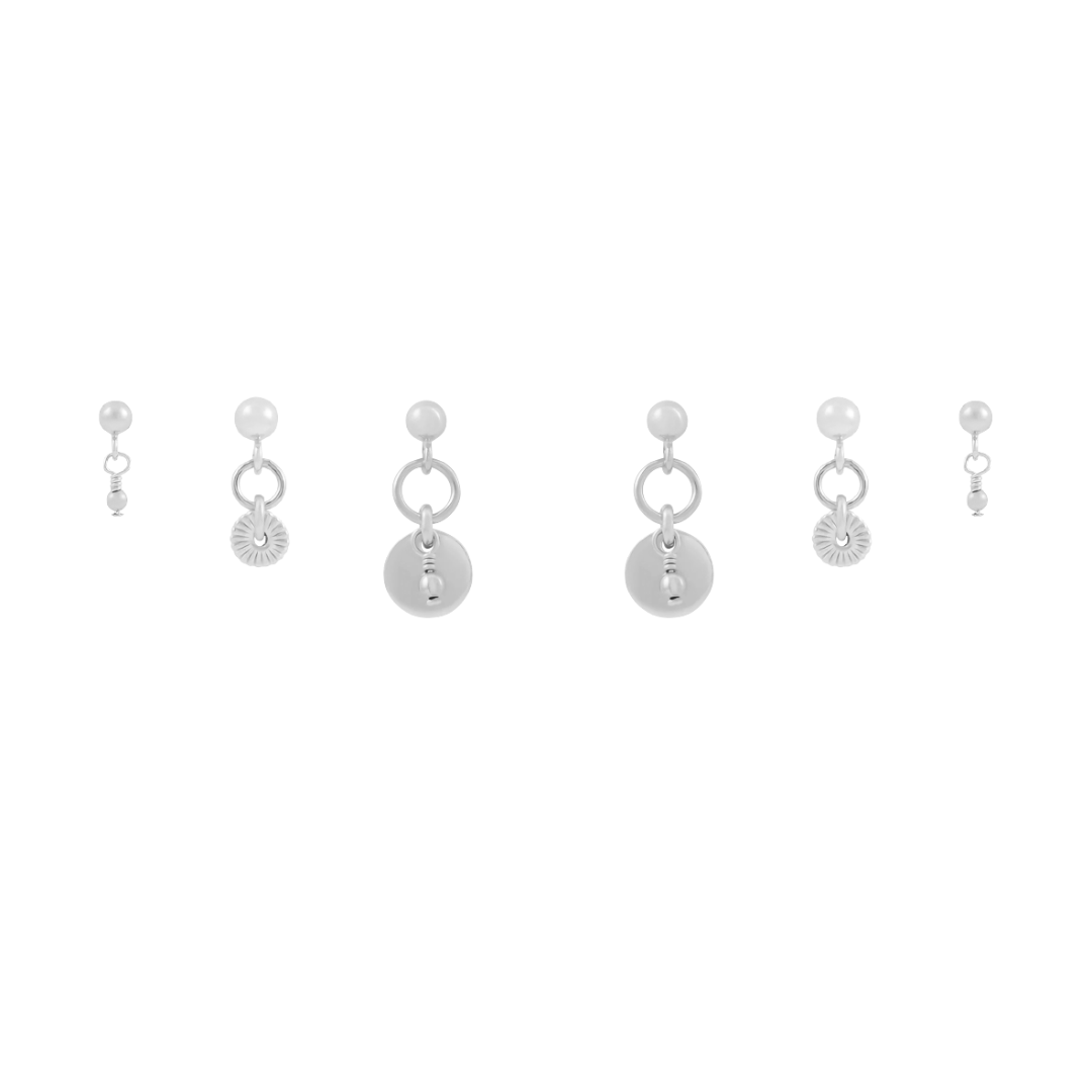 Sia Beaded Earring Set - Silver