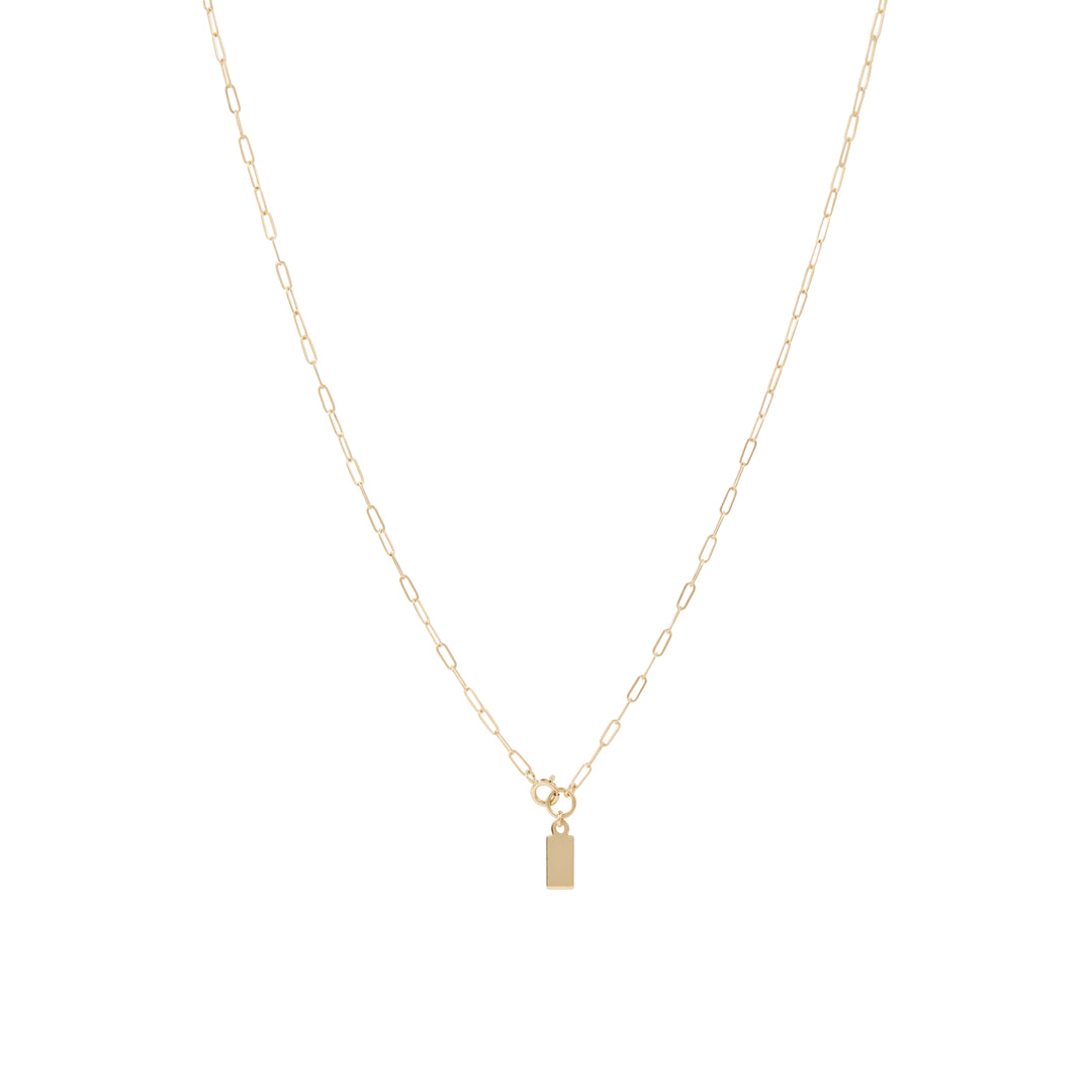 Rectangle Tag Necklace - Solid Gold