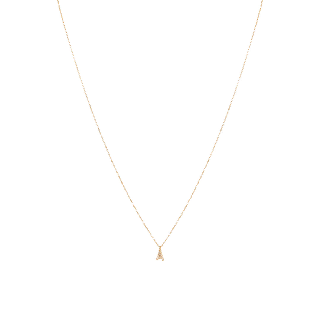 Diamond Letter Necklace - Solid Gold