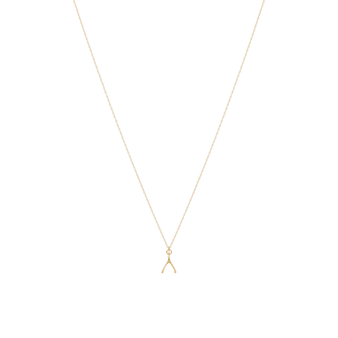 Wishbone Necklace - Solid Gold