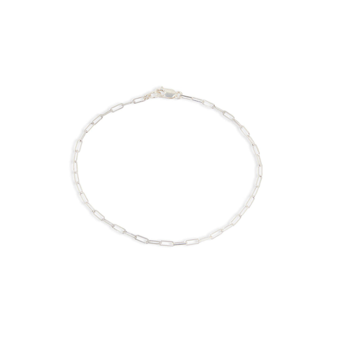Men's Fine Rectangle Chain Bracelet - Sterling Silver