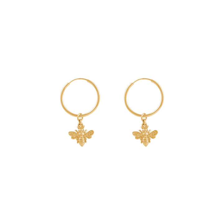 Bee Hoop Earrings - Gold