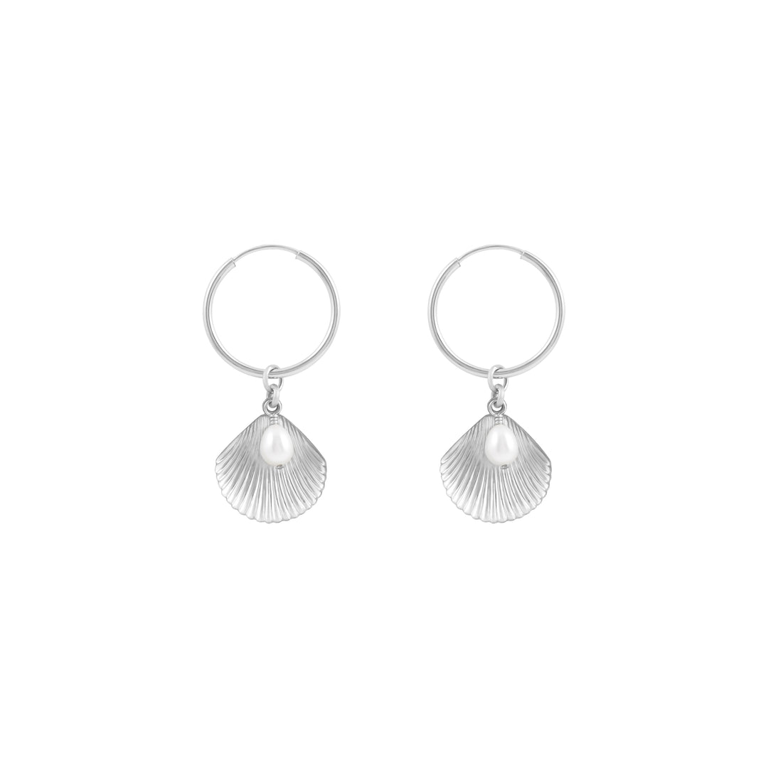 Ula Shell Hoop Earrings - Sterling Silver