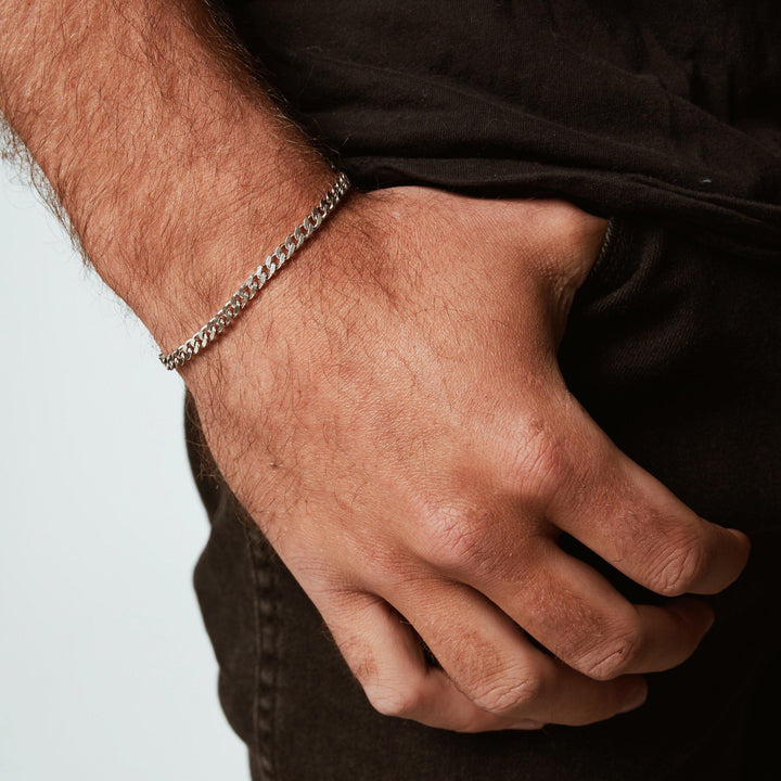 Men's Curb Chain Bracelet - Sterling Silver