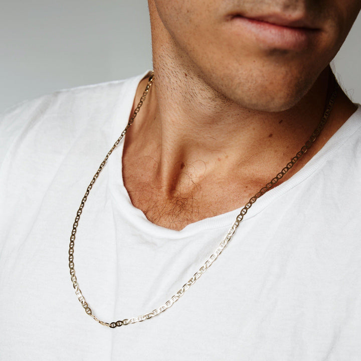 Men's Anchor Chain Necklace - Solid Gold