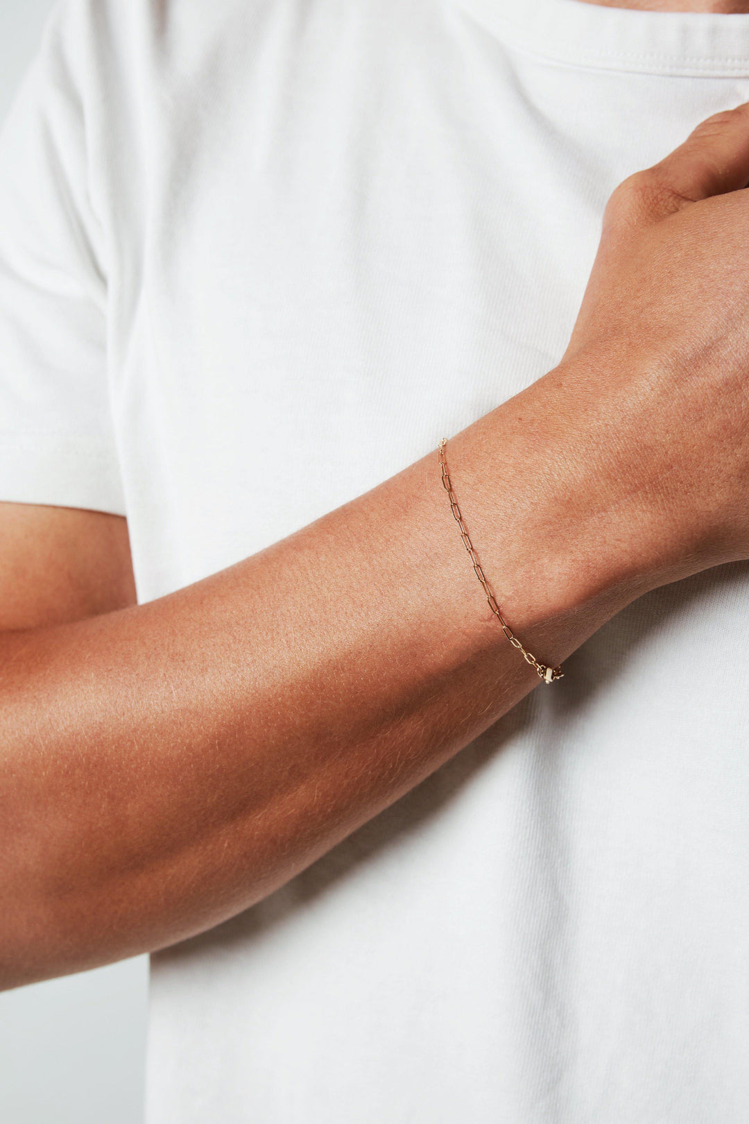 Men's Fine Rectangle Chain Bracelet - Gold