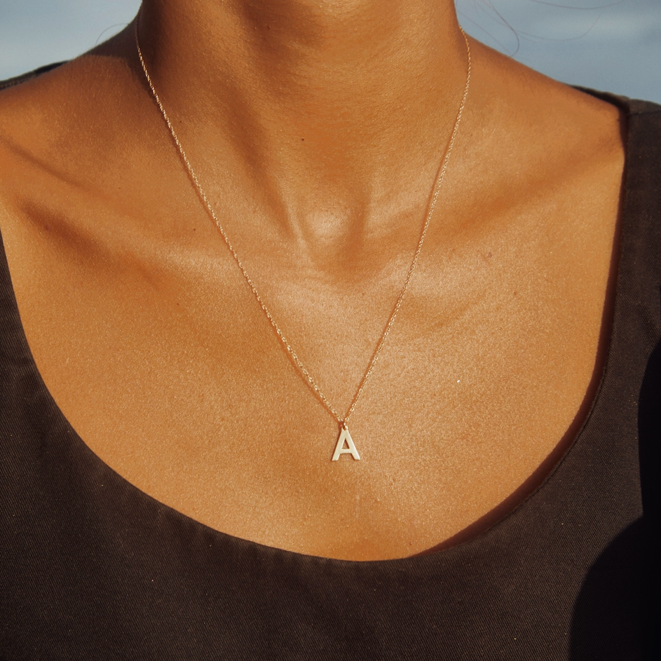 Letter Necklace - Solid Gold