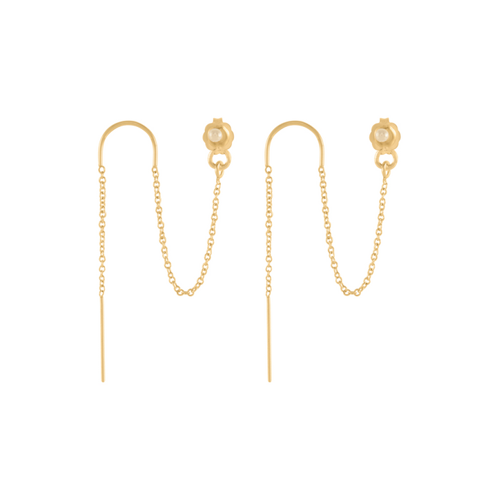 Double Thread Stud Earrings - Gold