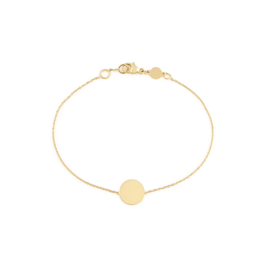 Engraved Disc Bracelet - Solid Gold