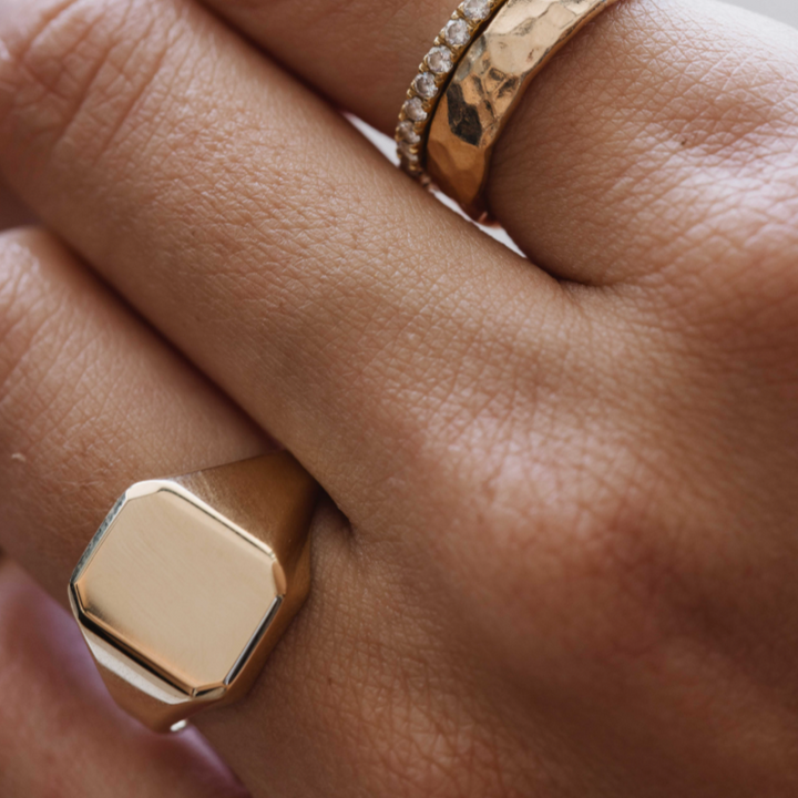 Rectangular Signet Ring - Solid Gold