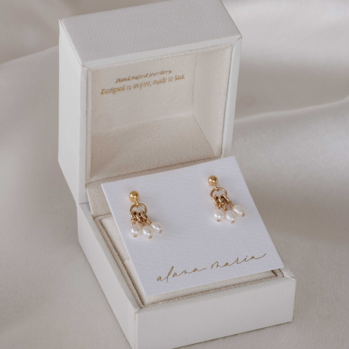 Mila Freshwater Pearl Earrings - Gold