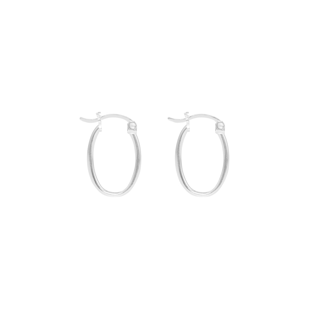 Amber Hoop Earrings - Silver