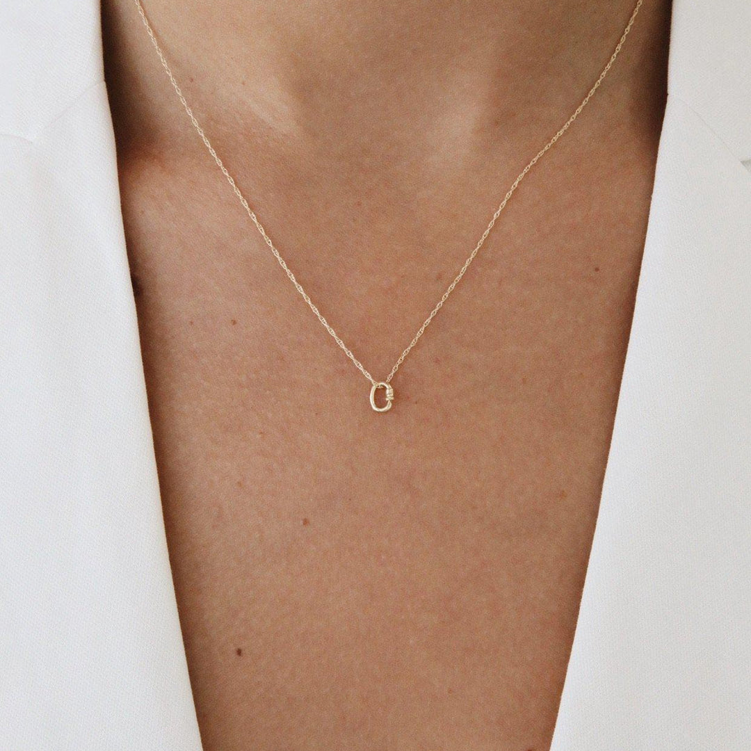 Tiny Lock Necklace - Solid Gold