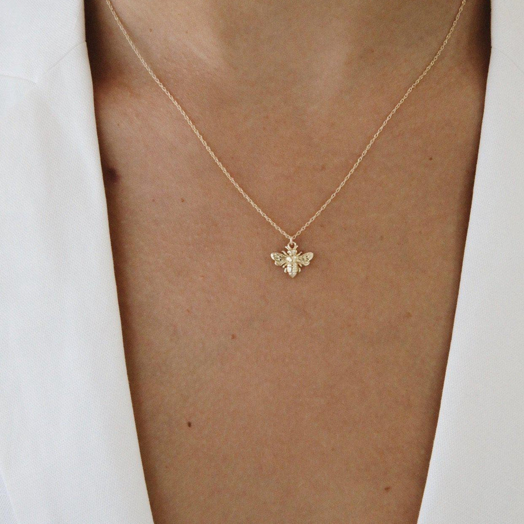 Bee Necklace - Solid Gold
