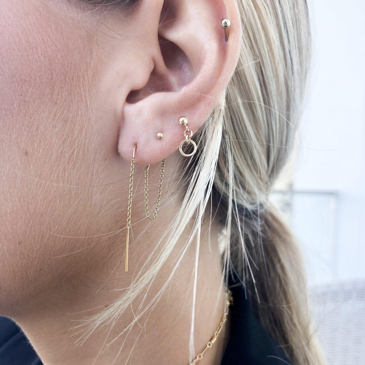 Double Thread Stud Earrings - Gold